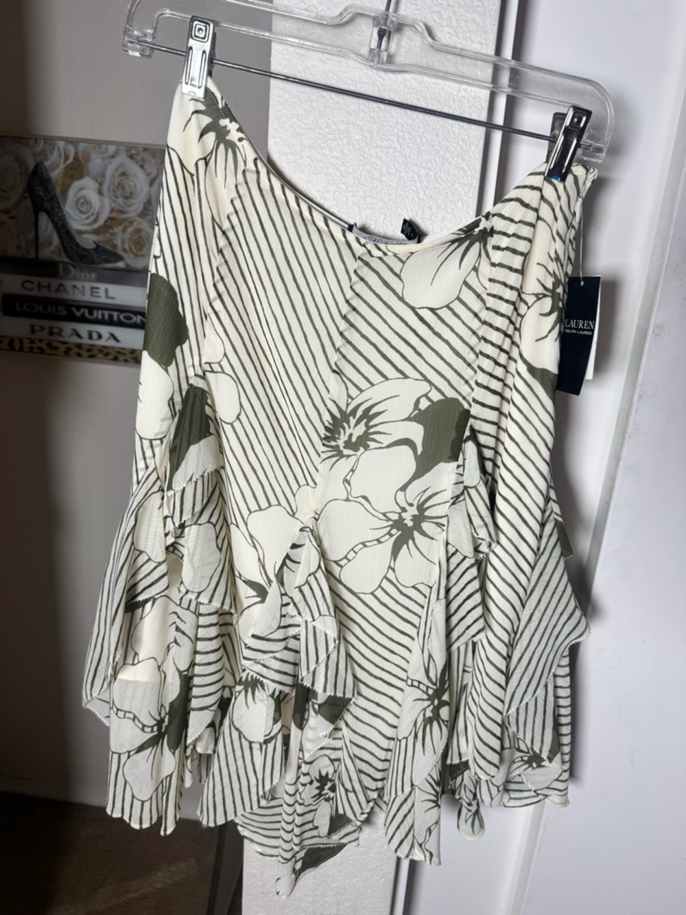 Ralph Lauren Cream Floral Stripe Skirt